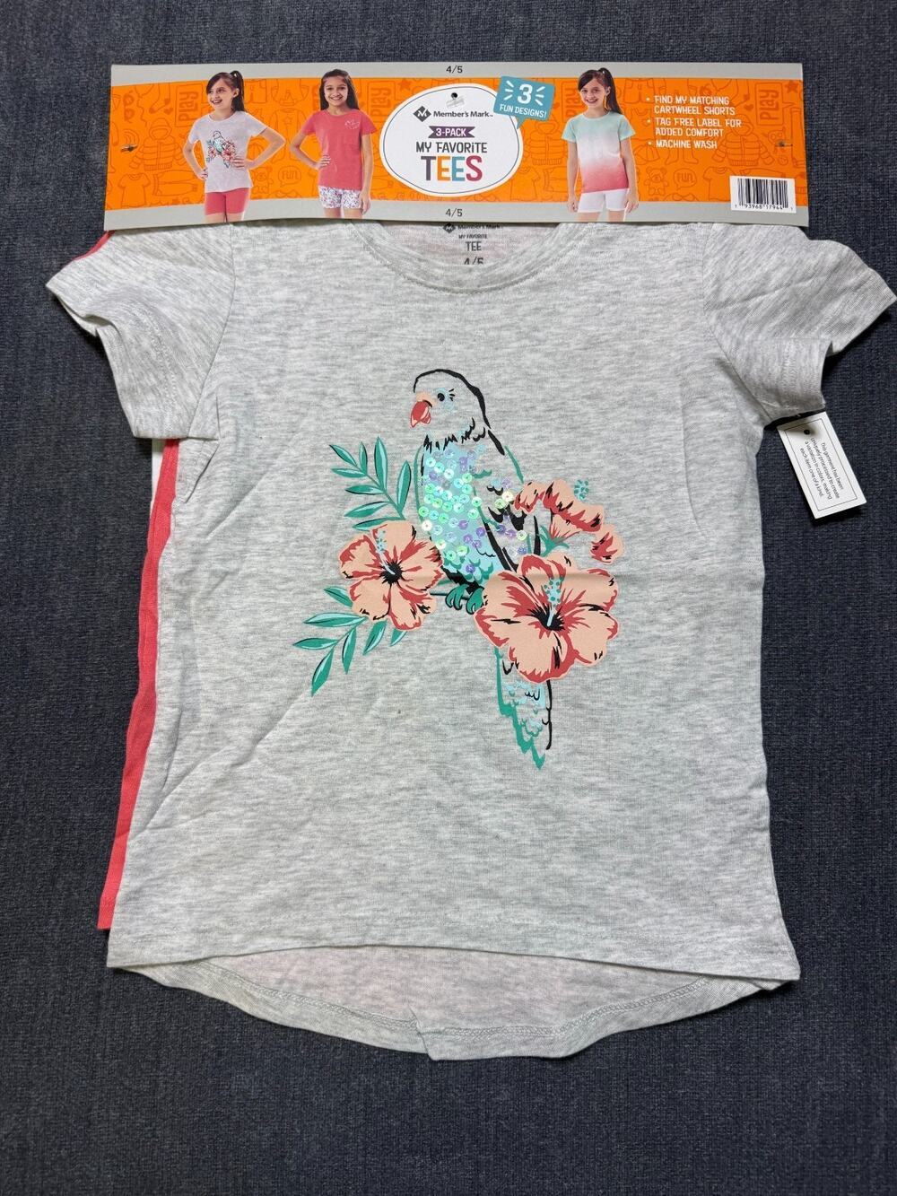 NWT Member's Mark My Favorite T-Shirts Girls 4/5 Multi Short Sleeve - Lot of 3